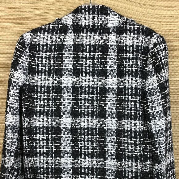 Theory Slim Moto Jacket In Rubber Plaid Tweed Jacket Blazer In Black & Whites 4 - Picture 9 of 12